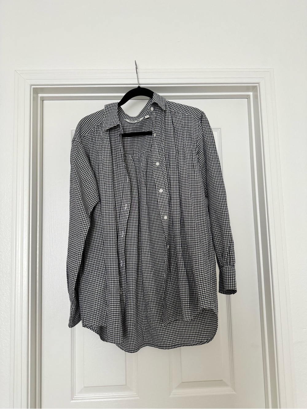 Black & White Checkered Button-Down Shirt - Women’s